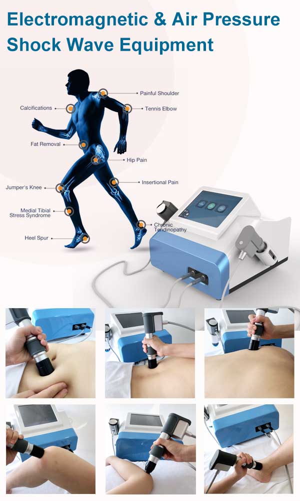 Dual shockwave Electromagnetic & Air Pressure Shock Wave machine for pain relief