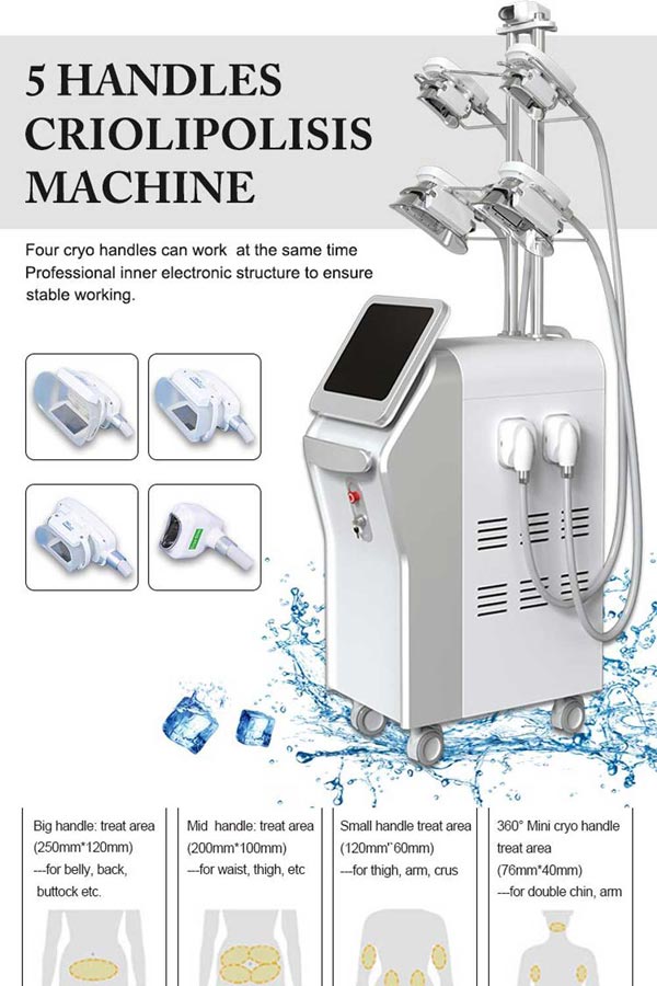 Multifunction fat freeze machine 5 handle for loss weight/double chin removal cryotherapy slimming machine